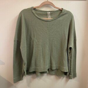 Anthropologie Sage Green Waffle Knit Shirt (XS)